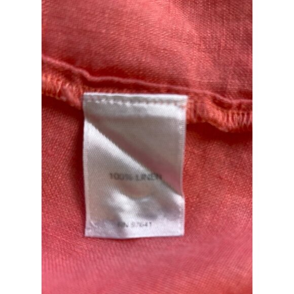 J. Jill Love Linen Women XL Coral Button-Up Shirt Long Sleeve Lightweight Comfy - Picture 6 of 8